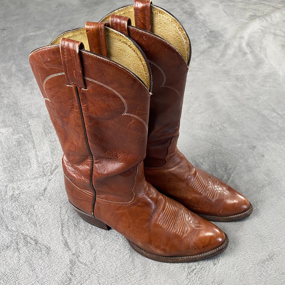 Tony Lama Cowboy Boots Mens 11 E Brown 5084 Leather Western Pointed Toe USA
